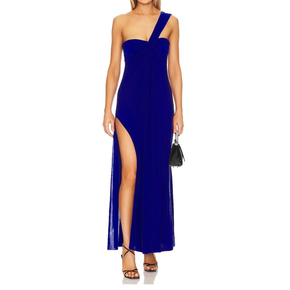MISA Los Angeles Thora Maxi Dress in Cobalt Blue Venezia